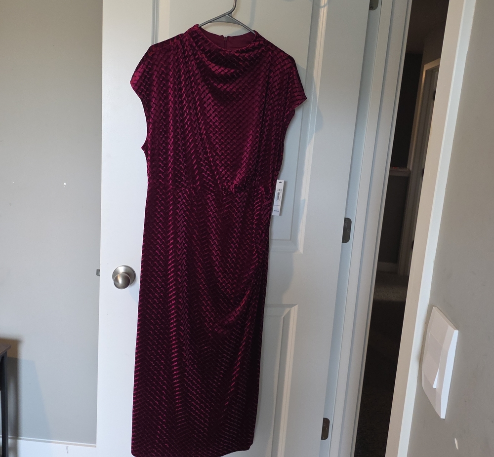 Maggy London Velvet Midi Dress in Burgundy
